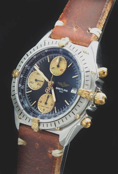 breitling watch 67777 2 tone gold and silver 50 mm|Breitling Chronomat Black Dial Automatic Chronograph Two .